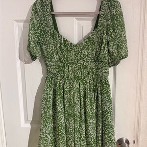 Abercrombie & Fitch Green and White Midi Dress